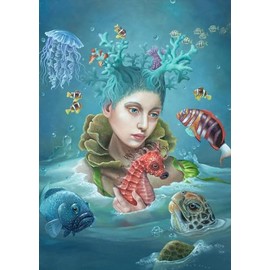 Inkognito Postcard | Occasion: ''animals'', motif: ''Girl from the Reef'' | Artist: Suzan Visser | Item number: 17890 | by Berliner Verlag