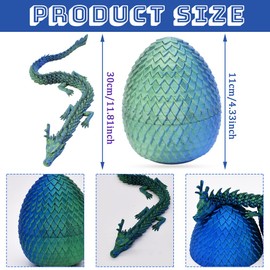 FANGHENG 3D rhombus Articulating Gemstone Crystal Dragon Egg Figurine Executive Desk Toy Removable Mystery Easter Toy,Home Office Decor (Laser Blue)