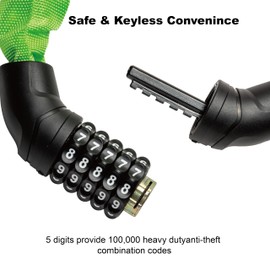 Via Velo Bike Chain Lock, 5-Digit Resettable Combination Heavy Duty Anti-Theft Bicycle Lock, 2.95 Ft Security Bike Locks for Scooter, Motorcycle, Gate, Fence, Valuables Etc