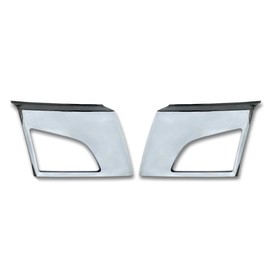 KOZAK Bumper Corners Chrome Trim w/Fog Light Holes Set (Driver Left & Passenger Right Side) Сompatible with Volvo VNL 2018+ Includes Keychain and Reflective Vest