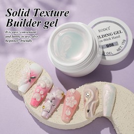 EODCI Solid Builder Gel, Aurora Non-Sticky Hard Gel Sculpting Gel for Nails, Pearl 3D Gel Nail Art Building Gel Carving Gel Modeling Gel Nail Soak Off UV/LED Nail Art Salon Home DIY