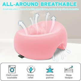 SKIKHN Massage-Gesichtswiegenkissen, Massagekissen für das Gesicht, Massagekissen für zu Hause, U-förmiges Massage Gesichtskissen aus Memorys-Schaum für den Schönheitssalon (Rosa)