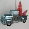 Christmas Ornament Blue Truck Hauling Trees Plastic Merry Christmas Wreath