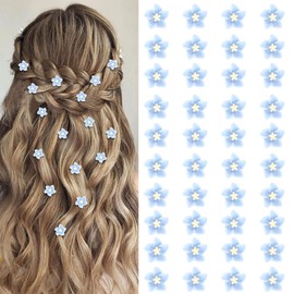 YISSION 40Pcs Mini Blue Flower Hair Clips for Girls Women Cute Hair Pins Small Hair Clips Lily Flower Clips for Hair Wedding Hair Barrettes Bridal Hair Accessories for Girls Women