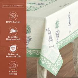 Maison d'Hermine Table Cloth Square Table 100% Cotton 60 x 60 Inches Tablecloth Reusable Decorative for Dining Room, Farmhouse, Home, Party, Festive & Wedding Spring Summer - Jardin Du Roy