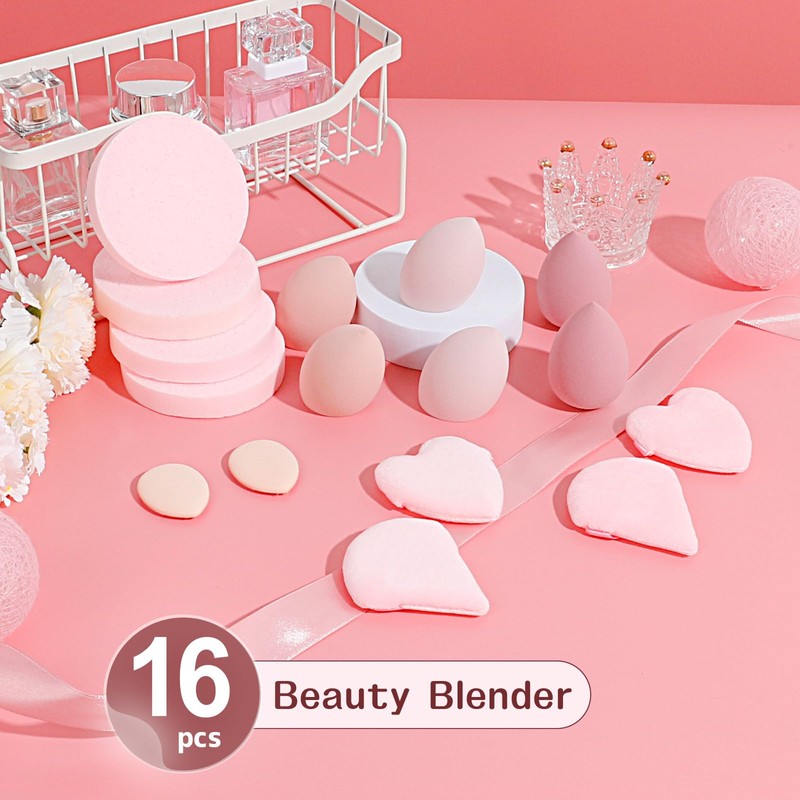 AiQInu 16 Piece Make Up Sponge Set, Foundation Beauty Blender,