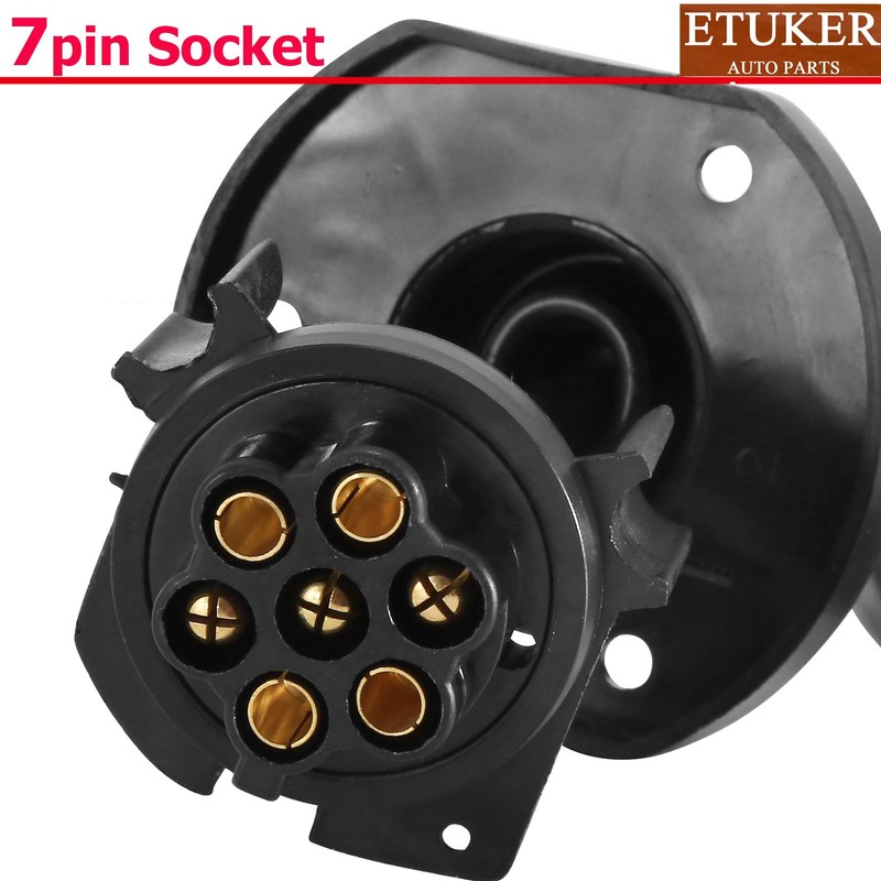 ETUKER 7Pin Pre-Wired Socket with 1.9M Cable,Towbar Socket Metal (7MZ)