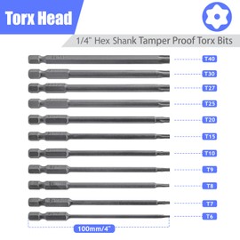 FyMosem 21Pcs 4-in-1 Long Magnetic Screwdriver Bit Combination Set 1/4 Inch Hex Shank Multi Drive Bits Hexagon Head Allen Wrench, Security Torx Bit, Flat Head Slotted Tips, Cross Phillips Driver Bits