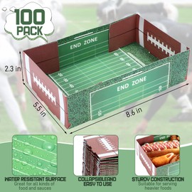 100 Pcs Football Paper Food Trays Ball Paper Party Bowls Sports Theme Candy Holder Trays Football Bowl Football Party Supplies Disposable Serving Tray for Football Sports Event Family Food Party Decor