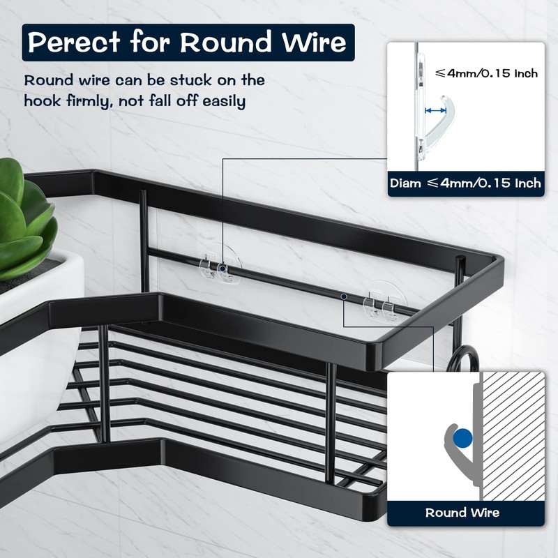 AKTECKE Shower Caddy Adhesive Replacement, No Drilling Transparent Adhesive Wall