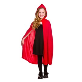 Kids Unisex Hooded Cape Fancy Dress Costume - Red (One Size)