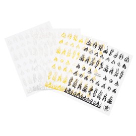 minkissy 4sheets Flame Nail Art Stickers Black White Gold Silver Nail Decals for Eye-catching Manicure Designs Quick Application for Parties Daily Wear