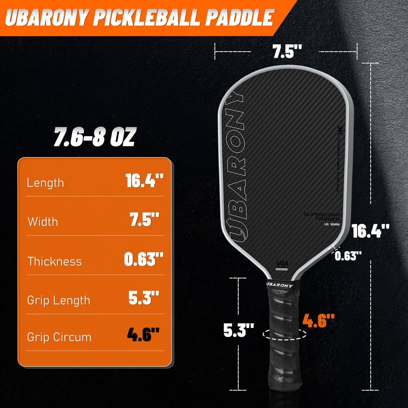 Pickleball Paddle, Carbon Fiber Pickleball Paddle | 16MM Thick Face