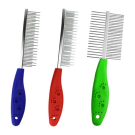 3 Pieces Of Stainless Steel Pet Comb, Long And Short Teeth Single Row Comb, Sparse And Dense Double Row, Comfortable Handle, Cat And Dog Hair Combing, Pet Beauty And Care Tools.
