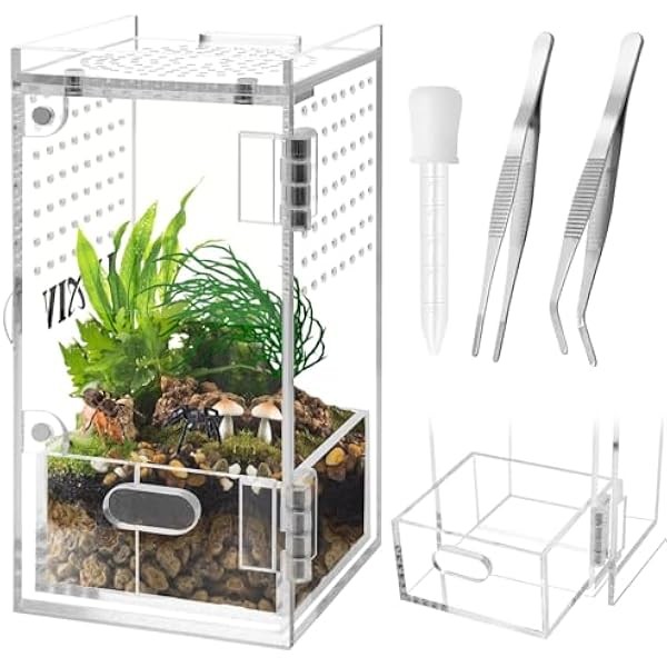 Mini Jumping Spider Enclosure with Tongs, Dropper, Luxiv Acrylic Micro