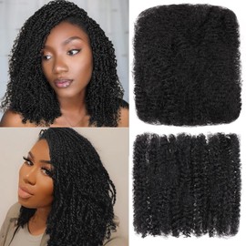Xtrend Afro Kinkys Bulk Human Hair for Dreadlocks Extensions Repair Locs, Twist Braiding Afro Kinky Human Hair for Locs Natural Black Color(1B,1Pack,14 Inch)