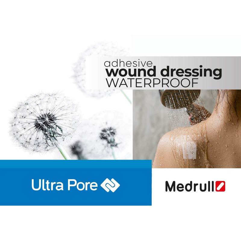 Medrull 100% Waterproof Wound Plaster, 9 x 10 cm, Ultra