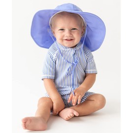 RUGGEDBUTTS - Traje de baño de una pieza con cierre y protección solar UPF 50+, hierba doncella azul seersucker, 0-3 meses