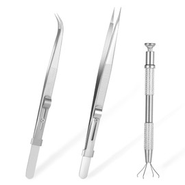 BOHUIZ 3 Pack Diamond Holder Pick up Tool Stainless Steel Diamond Tweezers Gem Stone Jewelry Locking Tweezers Beads Gems Diamond Claw Holder for Jewelry Making