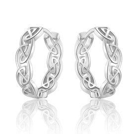 wynn's Hoop Earrings 925 Silver Celtic Knot Hoop Earrings Silver 925 Medium Size Unisex Earrings Celtic Jewellery for Men and Women
