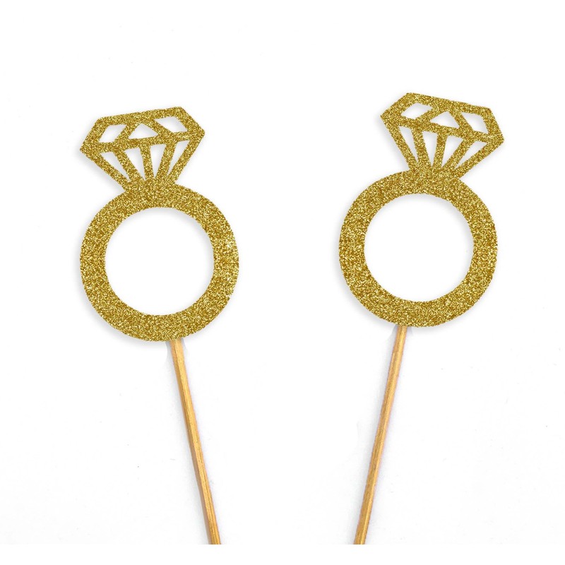 Darling Souvenir, Wedding Engagement Ring Cupcake Toppers, Party Dessert Decorations