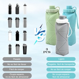 Botella de agua plegable 600 ml oBoAA BBA – Sin BPA, a prueba de fugas