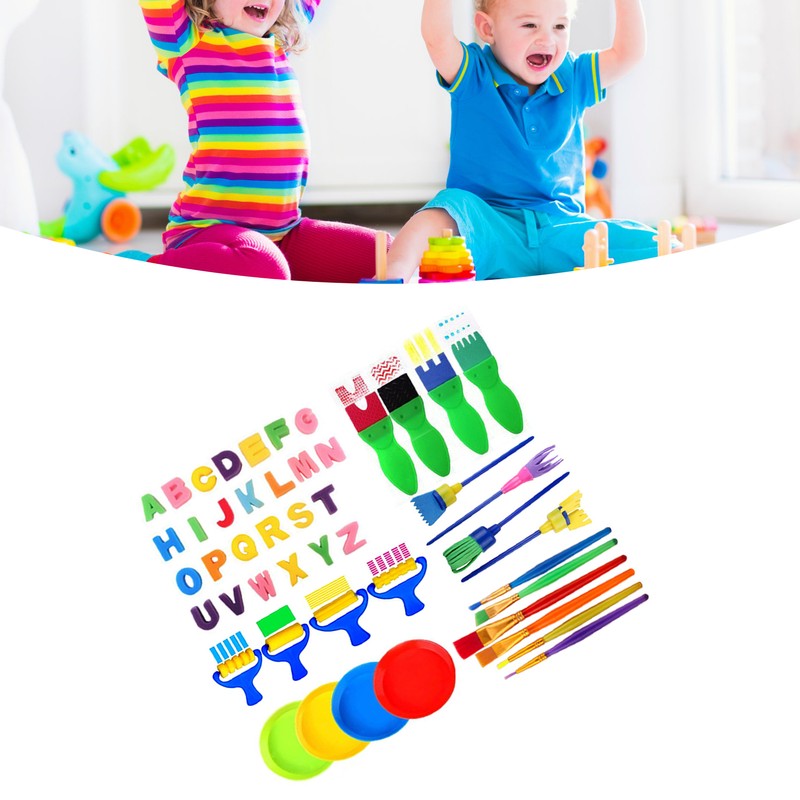 48Pcs Kids Paint Brushes Set Painting Drawing Stamp Kit Fun