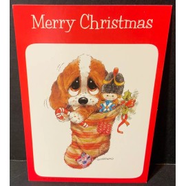 VTG Giordano Christmas Postcard Sad Sam Stocking Candy Cane Toy Soldier UNUSED