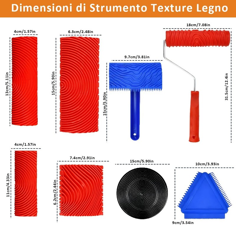 Wood Effect Swabs, 4 Pieces Wood Grain Painting Tools Roller