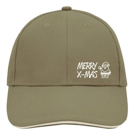 Huuraa Cappy Hat Merry X-Mas Santa Claus Unisex Cap with Motif for Christmas Gift Idea for Friends and Family, Olive/Beige