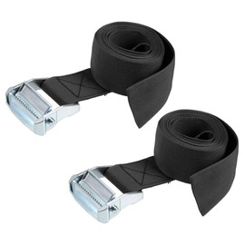 sourcing map Tie Down Strap Cam Buckle Lashing Strap 2" x 8Ft 1100lb 500Kg Load Polypropylene for Moving Securing Cargo, Black, Pack of 2