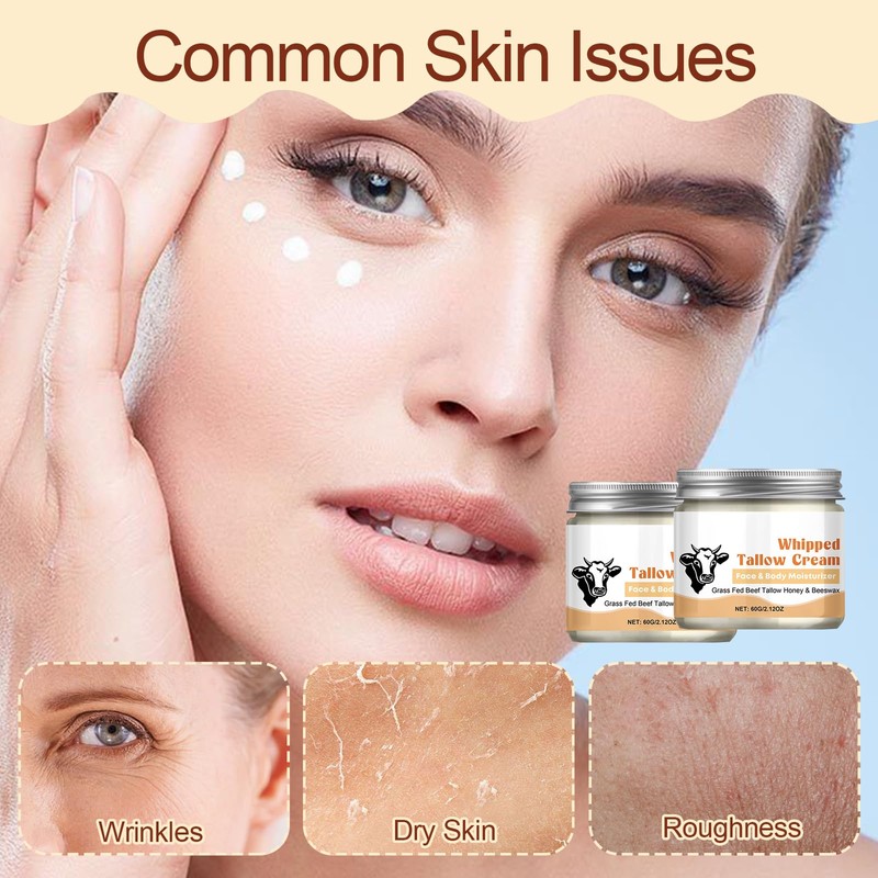 atnayo 2 Pcs Tallow and Honey Balm, Beef Tallow Moisturiser