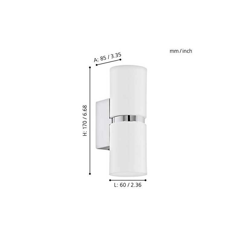 EGLO Wall/Ceiling Lamp, Steel, GU10, 4 W, Chrome, White