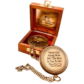 Regalos románticos para marido y esposa, brújula de latón de 2 pulgadas, cita grabada, cumpleaños, boda, aniversario, Navidad, regalos para novios, novias, hombres, mujeres, él (Grow Old Along with