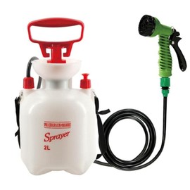 CLICIC 0.52 Gallon Pressure Sprayer with 7 Spray Modes, Camping Shower with Removable Hose and Shower Head for Camping Outdoor Traveling Hiking and Pet Bath 2L
