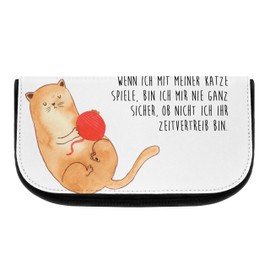 Mr. & Mrs. Panda Cosmetic Bag Cat Wool Ball Gift Wool Ball Makeup Bag Makeup Bag Cat Fan Cat Item Toiletry Bag, White, Hand Drawn