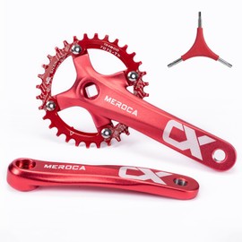 Cyclon Single Speed Square Taper Crankset, 170mm Mountain Bike Crankset with 104BCD 32T/34T/36T/38T/40T/42T Narrow Wide Tooth Round Black Chainring, Replacement for Bicycle Crank Arm Set MTB Crankset