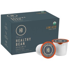 Healthy Bean Low Acid Coffee Pods - Superfood Infused, USDA, Organic Low Acid Coffee, Mold Free Coffee Pods - Clean, Healthy Coffee Pods - Mycotoxin Free Coffee - Semi-Dark Roast, 12 Pack