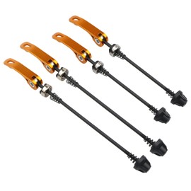 Rowiz Quick Release Bicycle Hub Front & Rear Bicycle Axle Hollow Shaft Fit for Road Bike, Mountain Bike, MTB, BMX, 2 Pairs (Gold)
