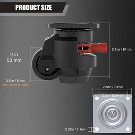 Plate Caster Leveling Casters Wheel with Ratchet Handle Height Adjustable Plate Casters Set of 4 Total Load Capacity 2200 Lbs Heavy Duty Industrial Retractable Casters -T60