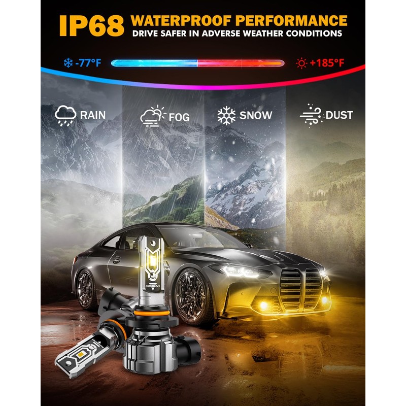 Auxbeam H 10 Yellow Lights, 10000LM Yellow Offroad Light