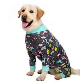 Dog Pajamas Jumpsuit for Medium Large Dogs,Lightweight Dog Pjs Clothes Apparel Onesies,Shirt for Large Size Dogs After Surgery, Full Belly (32 (Chest 32.28'',Back Length 22.05''), Dark Gray)