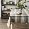 DII Tri-Color Check Collection 100% Cotton Tabletop, Tablecloth, 52x52, Stone
