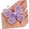 Operitacx 24Pcs Sheer Organza Butterflies Elegant Purple Wire Glitter Decorations
