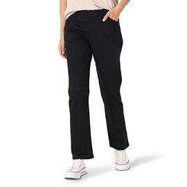 Lee Women's Relaxed Fit All Day Straight Leg Pant, Jet Black, 10 Short Petite