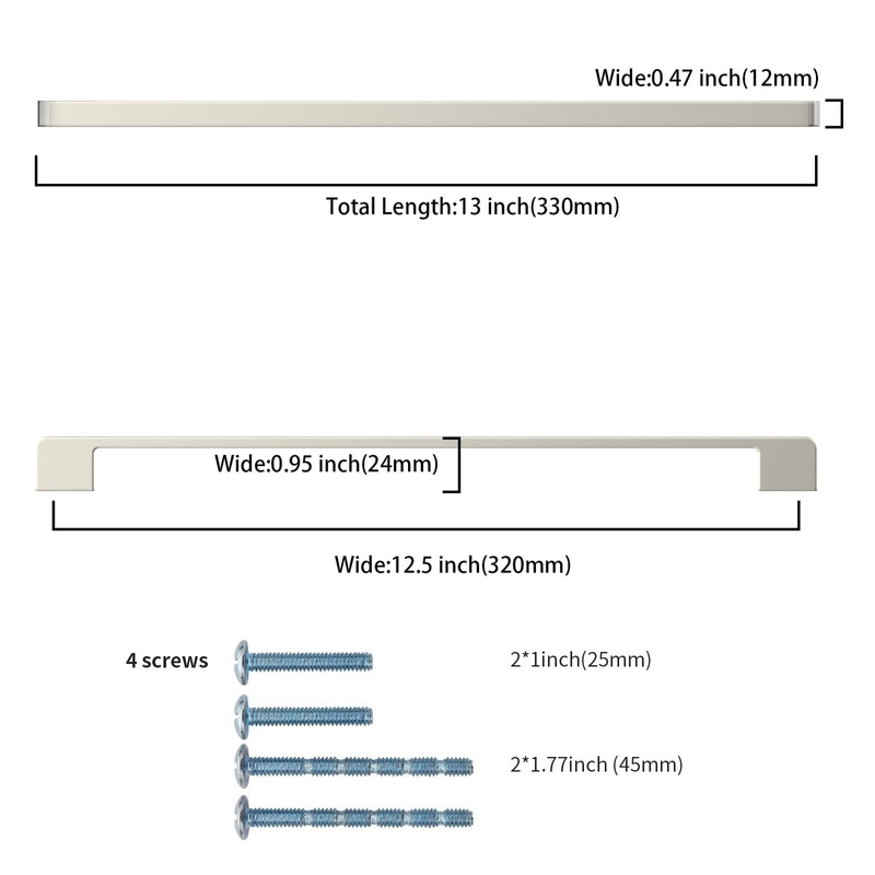 KNOKLOCK 10 Pack 12.6 Inch(320mm) Kitchen Cabinet Handles Brushed Satin