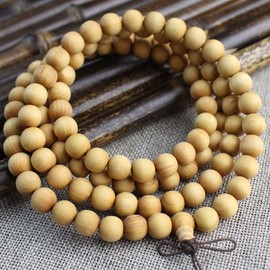 108 Mala Bead Bracelet 8mm Natural Wooden Bead Prayer Meditation Tibetan Buddhist Rosary Necklace Women Men Bracelet, no gemstone