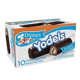 Drake's Cakes Yodels, 10 cakes per box, 11.16 oz of Rolled Devil’s Food Cakes (8-Boxes)