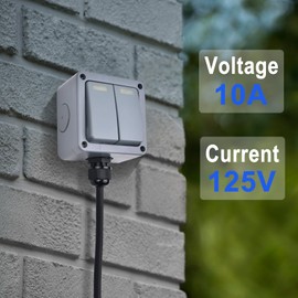 Outdoor Waterproof Switch,Greencycle IP66 Waterproof 2Gang 10A Light Switch, SPDT (Single Pole Double Throw),2 Way for Outdoor Use, 2PK (Grey)