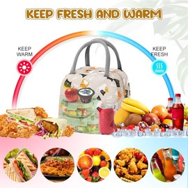 TIECHI Cute Lunch Bag for Women, Insulated Lunch Bag for Men, Leakproof Thermal Lunch Box Cool Bag for Work, Picnic, Outdoor- Light Coffee